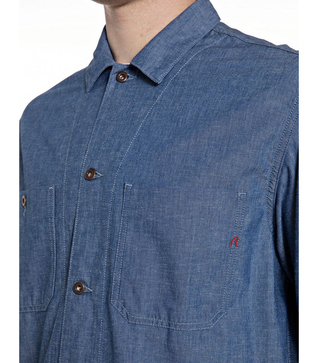 シャンブレーオーバーシャツ（セットアップ） 詳細画像 ブルー 4